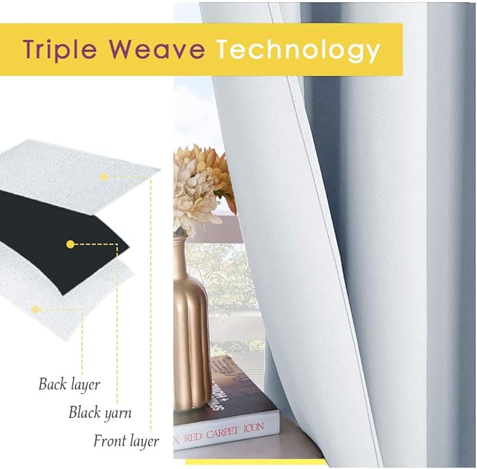 NICETOWN Room Darkening Draperies Curtains Panels, Greyish White, 2 Panels, 42 by 60, Window Treatment Thermal Insulated Grommet Room Darkening Curtains/Drapes for Bedroom