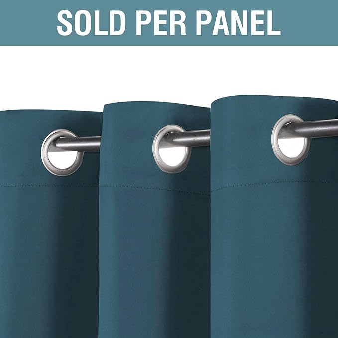 H.VERSAILTEX Blackout Curtain for Living Room Thermal Insulated Window Treatment Curtain 54 inch Length Energy Saving Solid Grommet Top Blackout Drape, One Panel, Dark Teal, 52" W x 54" L