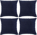 Fancy Homi 4 Packs Navy Blue Decorative Throw Pillow Covers 24x24 Inch for Living Room Couch Bed Sofa, Rustic Modern Farmhouse Boho Home Decor, Soft Plush Corduroy Cute Square Cushion Case 60x60 cm