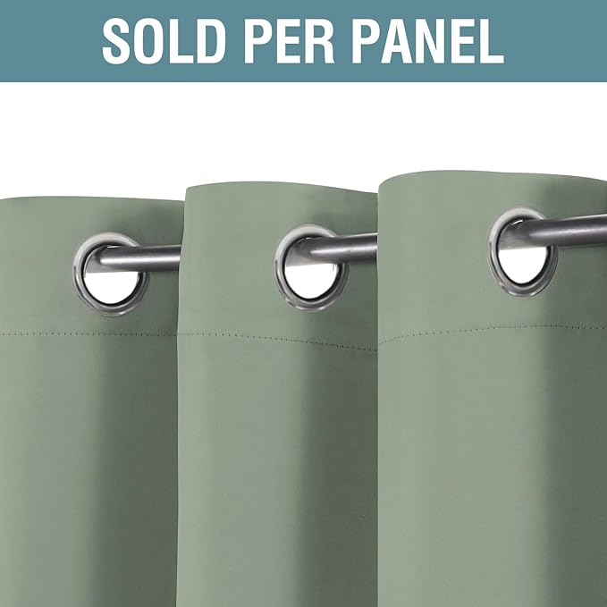 H.VERSAILTEX Blackout Curtain for Living Room Thermal Insulated Window Treatment Curtain Extra Long 108 inch Length Energy Saving Solid Grommet Blackout Drape, One Panel, Sea Grass, 52" W x 108" L