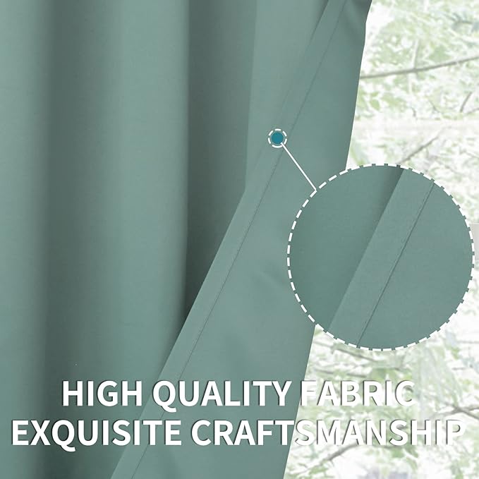 BGment Blackout Curtains - Grommet Thermal Insulated Room Darkening Bedroom and Living Room Curtains, Set of 2 Panels (52 x 108 Inch, Frosty Green)