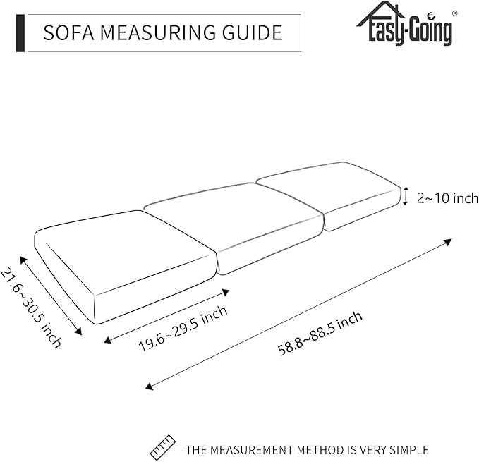 Easy-Going Stretch Individual Chair Couch Cover Sofa Furniture Protector Slipcover - Soft Flexibility With Elastic Bottom (3-Piece Cushion Cover, Cream)