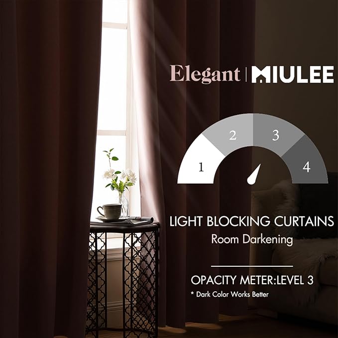 MIULEE Blackout Curtains for Bedroom Living Room Thermal Insulated Room Darkening Grommet Top Solid Light Blocking Drapery Set of 2 Window Panels 52 x 72 Inches Baby Pink