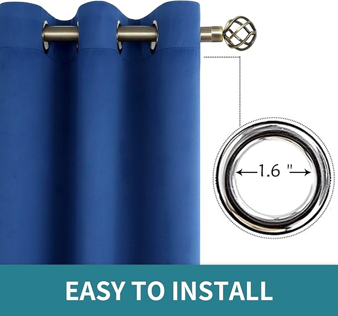 BGment Blackout Curtains for Bedroom - Grommet Thermal Insulated Room Darkening Curtains for Living Room, 55 x 69 Inch, 2 Panels, Royal Blue
