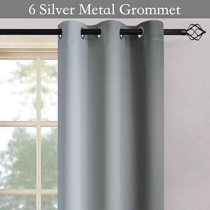 SimpleHome Ombre Room Darkening Curtains 45 inches Length for Bedroom,Grommet Gradient Light Blocking Grey Gradient Window Curtains for Living Room,2 Panels, 42x45 inches