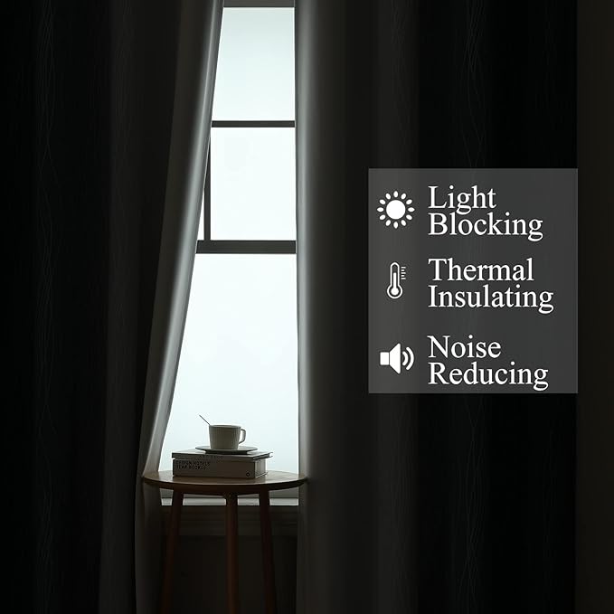 Estelar Textiler Blackout Curtains 102 Inches Long 2 Panels for Living Room, Navy Blue and Greyish White Thermal Insulated Full Light Blocking Ombre Grommet Drapes for Bedroom, 52Wx102L