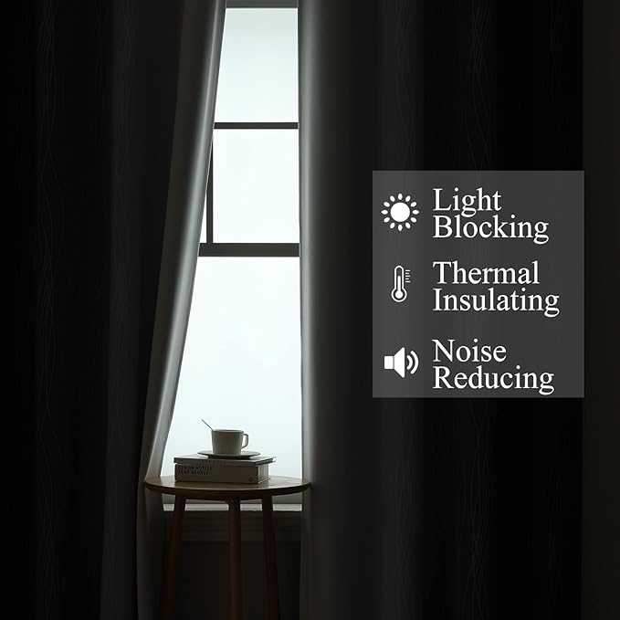Estelar Textiler Navy Blue and Greyish White Ombre Short Blackout Cafe Curtains 36 Inch Length, Thermal Insulated Grommet Small Half Window Drapes for Kitchen/Basement/RV Camper, 52Wx36L, 2 Panels
