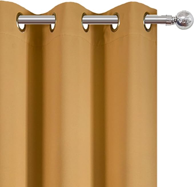 LEMOMO Mustard Yellow Thermal Blackout Curtains/42 x 84 Inch/Set of 2 Panels Room Darkening Curtains for Bedroom