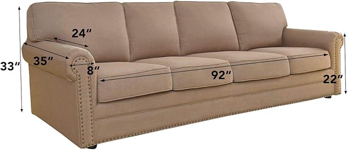 Easy-Going Stretch 4 Seater Sofa Slipcover 1-Piece Sofa Cover Furniture Protector Couch Soft with Elastic Bottom for Kids, Polyester Spandex Jacquard Fabric Small Checks Navy