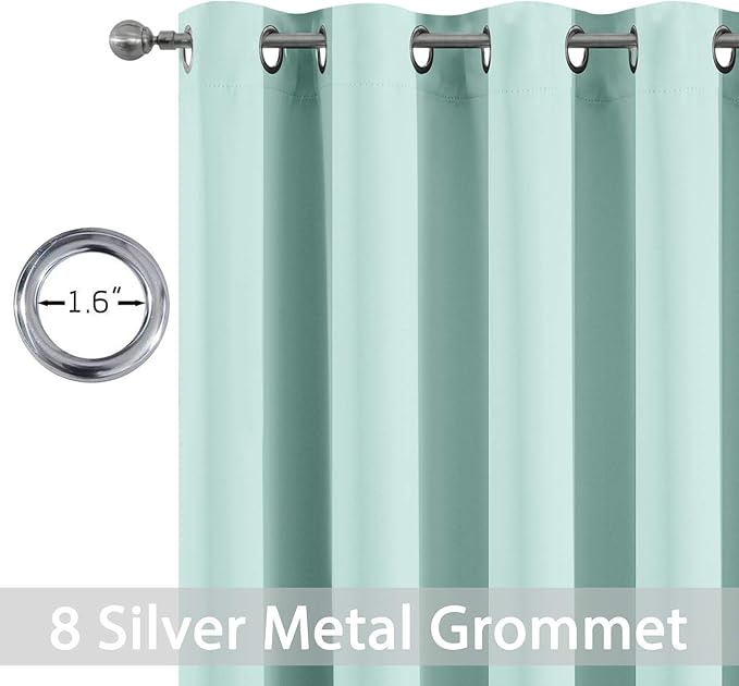 Yakamok Aqua Blackout Curtains, Thermal Insulated Light Blocking Blackout Drapes for Living Room(52Wx45L,2 Panels)