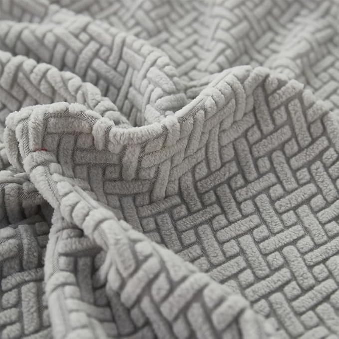 Sofa Covers Couch Covers for Sofa Pet Friendly Couch Cushion Covers Universal Sofa Covers Washable Stretch Slipcovers for Sectional Sofa (Texture Light Gray, 3 Seats + Chaise Cover)