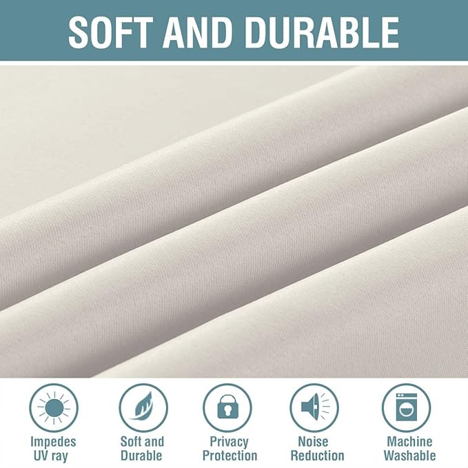 H.VERSAILTEX Light Blocking Curtain for Living Room Thermal Insulated Window Treatment Panel/Drape for Dining Room, Elegant Soft Curtain for Bedroom Grommet Top One Panel (Ivory - 52x45 Inches)