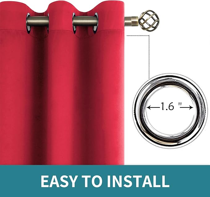 BGment Room Darkening Curtains 84 Inches Long - Grommet Thermal Insulated Drapes Window Treatment Curtains for Bedroom, 2 Panels, 42 x 84 Inch, Red