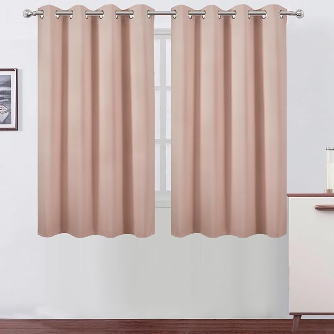 LEMOMO Blush Thermal Blackout Curtains/52 x 54 Inch/Set of 2 Panels Room Darkening Curtains for Bedroom