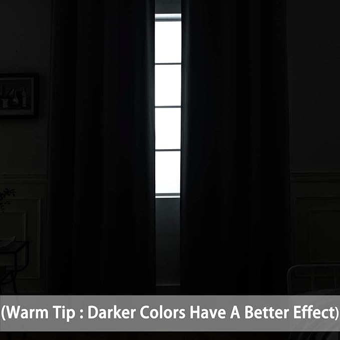 Yakamok Blackout Curtains with Grommet Thermal Insulated Room Darkening Window Drapes for Dedroom, Navy Blue Color, Set of 2, W52 x L72