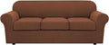 H.VERSAILTEX 4 Piece Stretch Sofa Covers for 3 Cushion Couch Covers for Living Room Furniture Slipcovers (Base Cover Plus 3 Seat Cushion Covers) Upgraded Thicker Jacquard Fabric (Sofa, Caramel)