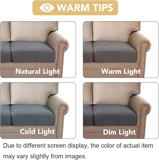 H.VERSAILTEX Stretch Couch Cushion Covers Individual Seat Sofa Slipcovers Cushion Protector Covers Featuring Jacquard Textured Twill Fabric(1 Cushion Chair Cover, Grey)