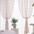 YJ YANJUN Vintage Lace Curtains 96 Inches Long-Victorian Floral Pattern Dusty Pink Sheer Curtain Panels for Living Room Bedroom,Light Filtering, Shabby Chic Girls Drapes 2 Panels 52W x 96L