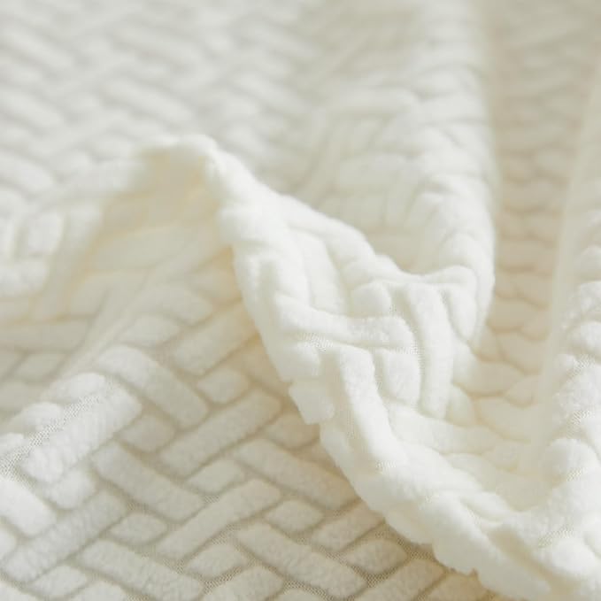 Sofa Covers Couch Covers for Sofa Pet Friendly Couch Cushion Covers Universal Sofa Covers Washable Stretch Slipcovers for Sectional Sofa (Texture Ivory White,Chaise Cover)