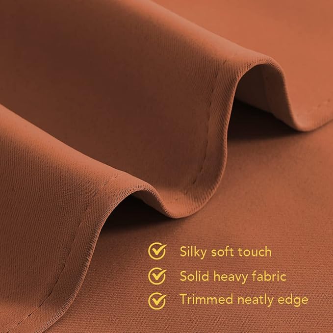 NICETOWN Thermal Insulated Burnt Orange Curtains for Living Room, Window Treatment Solid Grommet Room Darkening Drape Panels for Bedroom (Set of 2, 70 by 95 inches Long)