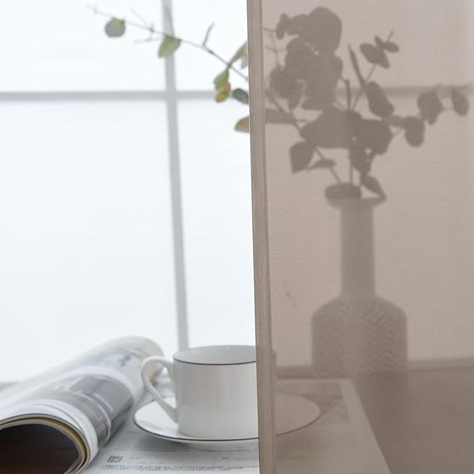 SpaceDresser Basic Rod Pocket Sheer Voile Window Curtain Panels Taupe 1 Pair 2 Panels 52 Width 84 Inch Long for Kitchen Bedroom Children Living Room Yard（Taupe, 52W x 84L）
