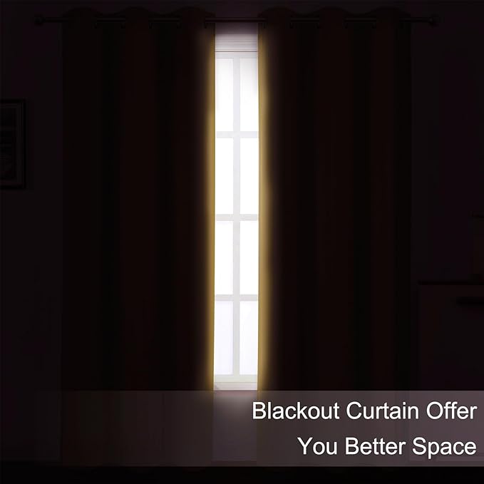 LEMOMO Blackout Curtains 66 x 54 Inch Long Mustard Yellow Curtains Set of 2 Panels Room Darkening Curtains for Bedroom and Living Room