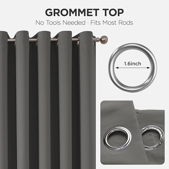Joydeco Blackout Door Curtain for Doorway Privacy 78 Inches Long, Grommet Closet Curtain for Open Closet, Room Divider for Bedroom Living Room (Light Grey, 40Wx78L, 1 Panel)