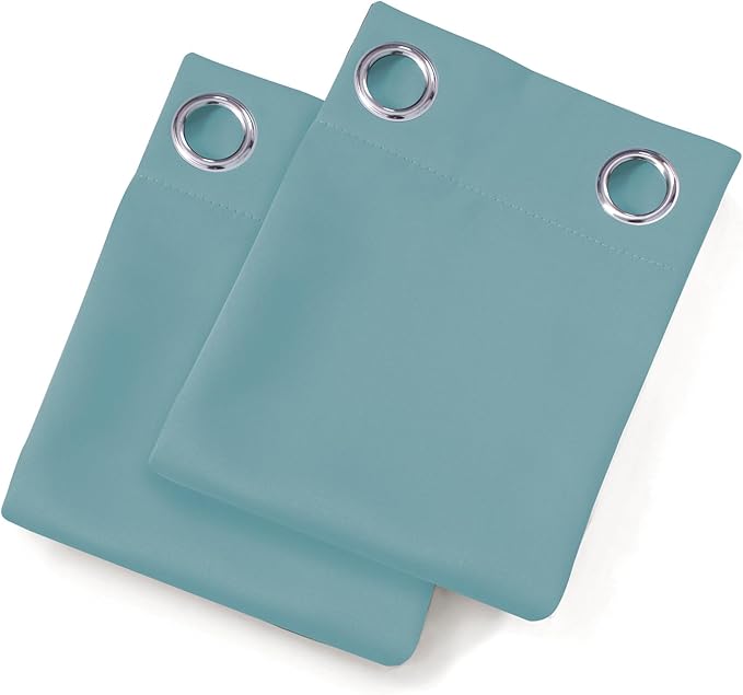 LEMOMO Blackout Curtains 66 x 72 Inch Long Stone Blue Curtains Set of 2 Panels Room Darkening Curtains for Bedroom and Living Room