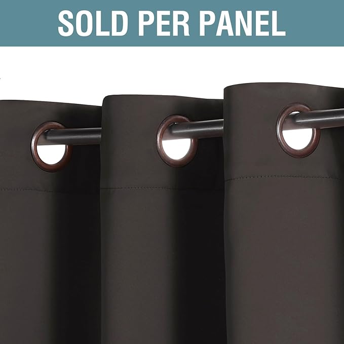H.VERSAILTEX Brown Blackout Curtains for Living Room 102 Inches Length, Blackout Curtains for Bedroom Curtains & Drapes Thermal Insulated Drapes - Chocolate Brown, 1 Panel, 52" W x 102" L