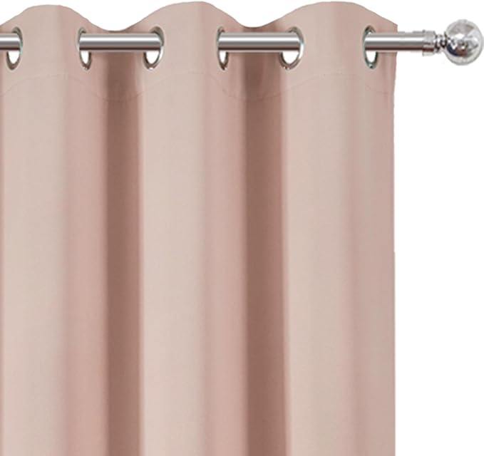 LEMOMO Blush Thermal Blackout Curtains/38 x 63 Inch/Set of 2 Panels Room Darkening Curtains for Bedroom