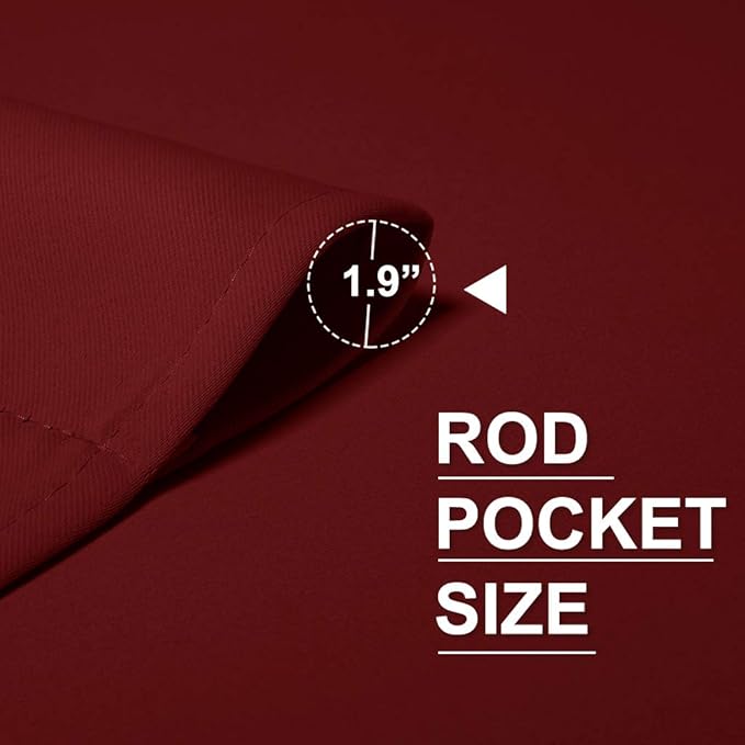 RYB HOME Blackout Curtains for Bedroom Living Room 72 inches Long, Thermal Insulated Privacy Rod Pocket Drapes for Nursery Office Home Theater, Width 34 by Length 72, Burgundy Red, 2 Panels