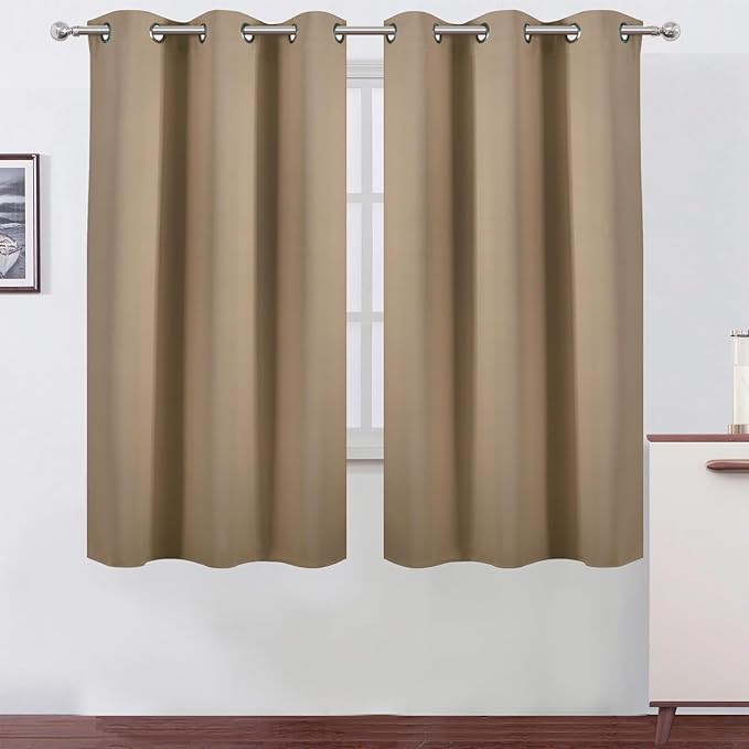 LEMOMO Blackout Curtains 42 x 63 inch/Natural Curtains Set of 2 Panels/Thermal Insulated Room Darkening Bedroom Curtains