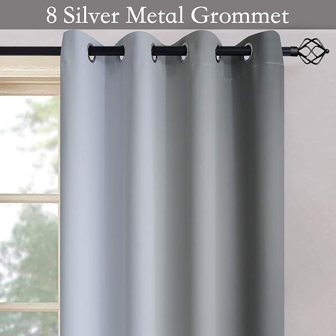 SimpleHome Ombre Room Darkening Curtains for Living Room, Light Blocking Gradient Grey to Greyish White Thermal Insulated Grommet Window Curtains/Drapes for Bedroom, 2 Panels, 52x63 inches Length