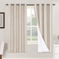 H.VERSAILTEX 72 inch Blackout Curtains, 100% Absolutely Blackout Thermal Insulated Textured Linen Look Curtain Draperies Anti-Rust Grommet Linen Curtains Blackout, 2 Panels, Natural
