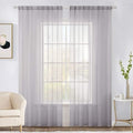 MIULEE 2 Panels Solid Color Sheer Window Curtains Elegant Window Voile Panels/Drapes/Treatment for Bedroom Living Room (54X96 Inches Light Grey)