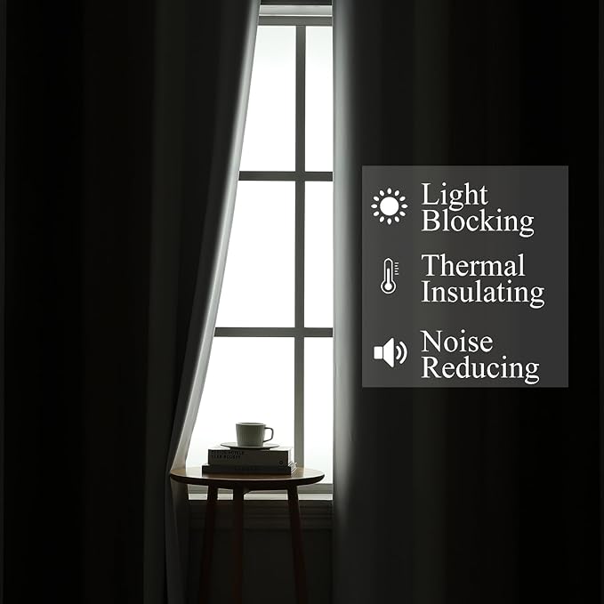 Estelar Textiler Brown and Greyish White Gradient Blackout Curtains for Bedroom, Thermal Insulated Ombre Blackout Drapes, Full Light Blocking Energy Saving Curtains for Living Room,52Wx96L,2 Panels