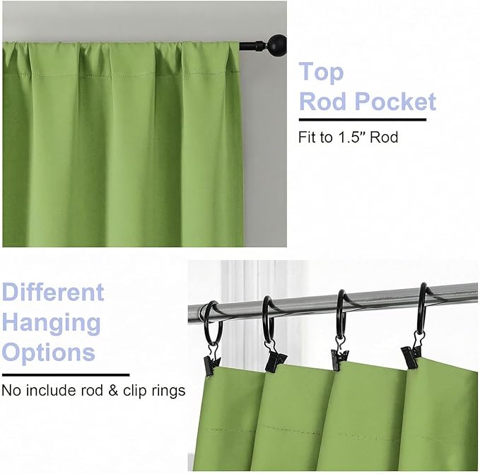 Simplebrand Ava Lime Short 36 Inches Blackout Curtain 2 Panels Set, Half Window Rod Pocket Privacy Curtain Tiers for Kitchen, Curtains Blackout for Bathroom Shades, W40 x L36 Inch, Lime