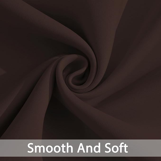 Yakamok Blackout Curtains Room Darkening Thermal Insulated Window Panels,Solid Grommet Top Drapes for Bedroom/Living Room(62Wx96L, Chocolate Brown, 2 Panels)