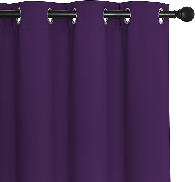 NICETOWN Blackout Curtains for Bedroom, Grommet Top Room Darkening Thermal Insulated Solid Window Treatments for Bedroom/Kids Room, Royal Purple, 2 Panels, W46 x L63