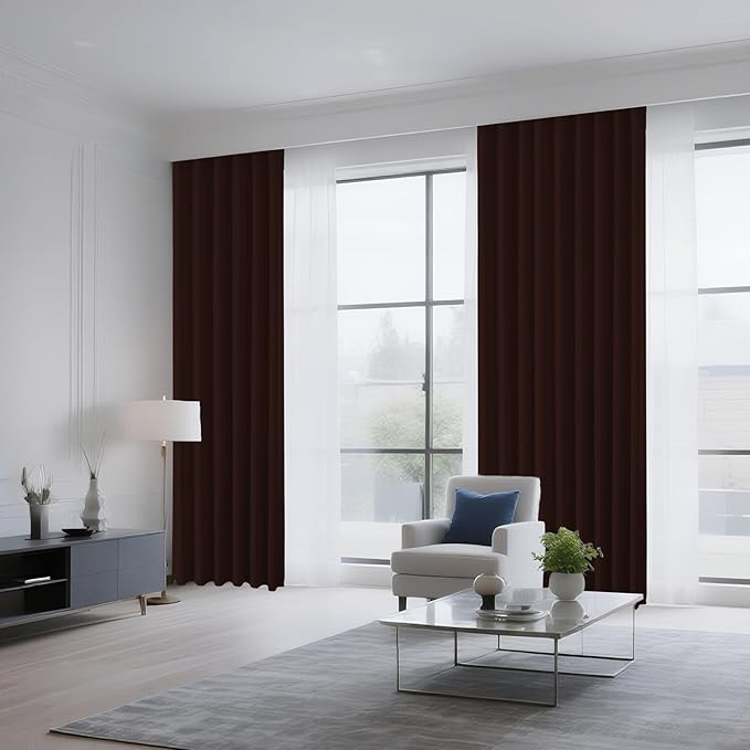 CUCRAF Blackout Curtains 108 inch Length 2 Panels Set, Rod Pocket Room Darkening Drapes for Bedroom Living Room, Insulated Thermal Light Blocking Window Curtain (W52 x L108 Inch, Chocolate)