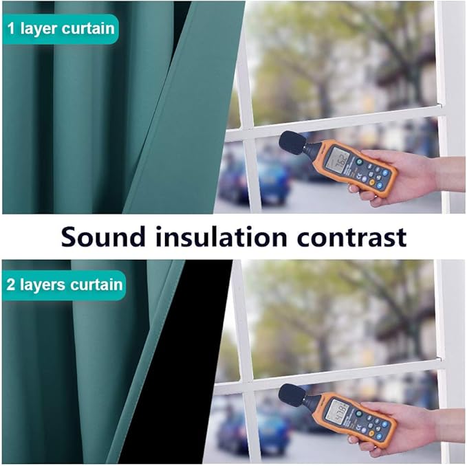 NICETOWN 100% Blackout Blinds, Set of 2, 46" x 45", Sea Teal, Laundry Room Decor Window Treatment Curtains for Large Patio Sliding Door, Thermal Insulated Curtains for Bedroom