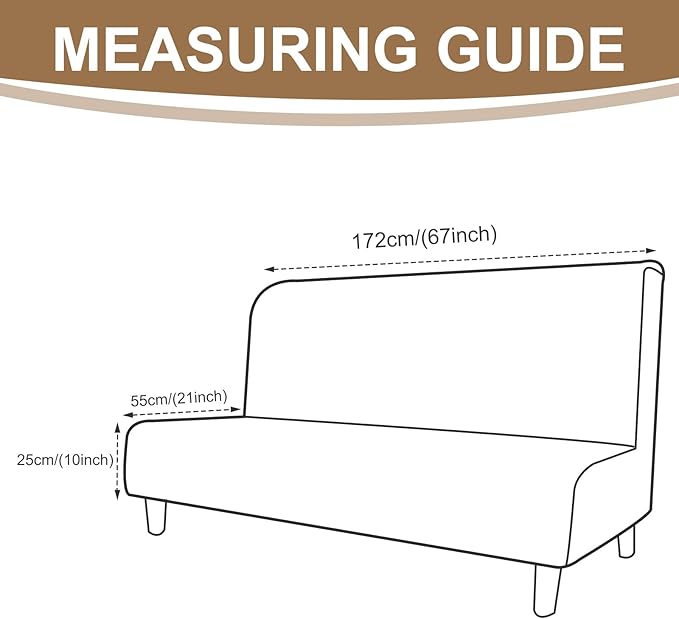 U-NICE HOME Stretch Futon Cover Armless Bed Slipcover - Soft Jacquard Fabric Washable for Pet Friendly, Ivory White