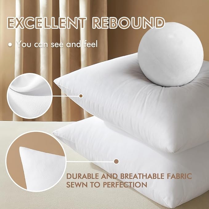 MIULEE 16x16 Inches Pillow Inserts Pack of 2, Decorative Throw Pillow Inserts for Couch