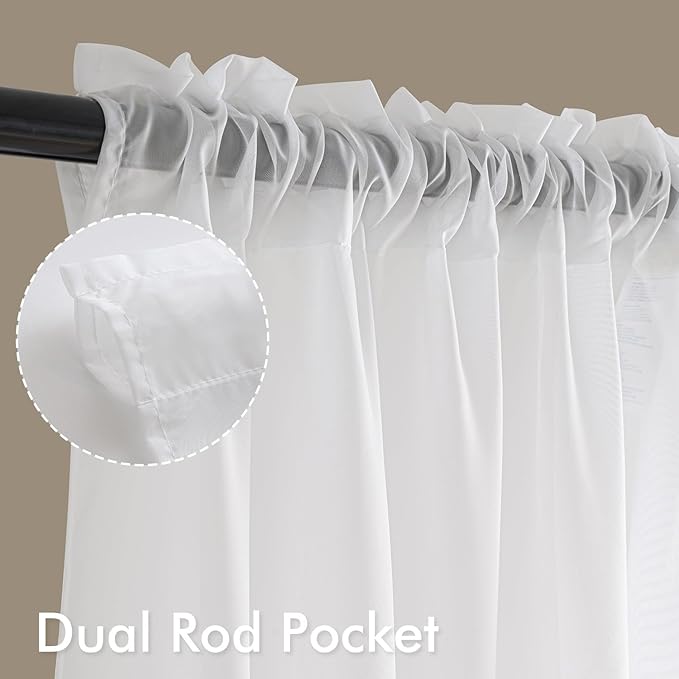 MIULEE White Sheer Curtains 108 Inches Long, 4 Panels Set, Light Filtering Rod Pocket Voile Drapes for Living Room and Bedroom, Airy Soft Fabric Window Treatments, 42 x 108 Inches
