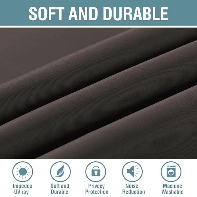 H.VERSAILTEX Blackout Curtain for Living Room Thermal Insulated Window Treatment Curtain Extra Long 108 inch Length Energy Saving Solid Grommet Blackout Drape, One Panel, Chocolate Brown，52"W x 108"L