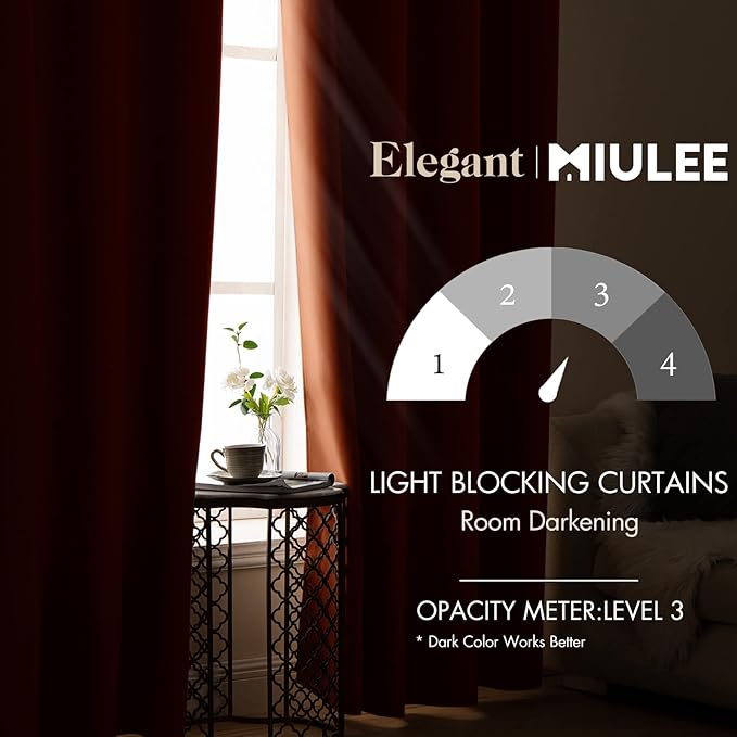 MIULEE 2 Panels Orange Blackout Curtains Room Darkening Thermal Insulated Fall Drapes Solid Window Treatment Set Grommet Top Light Blocking Curtain for Living Room/Bedroom 42x84 inch