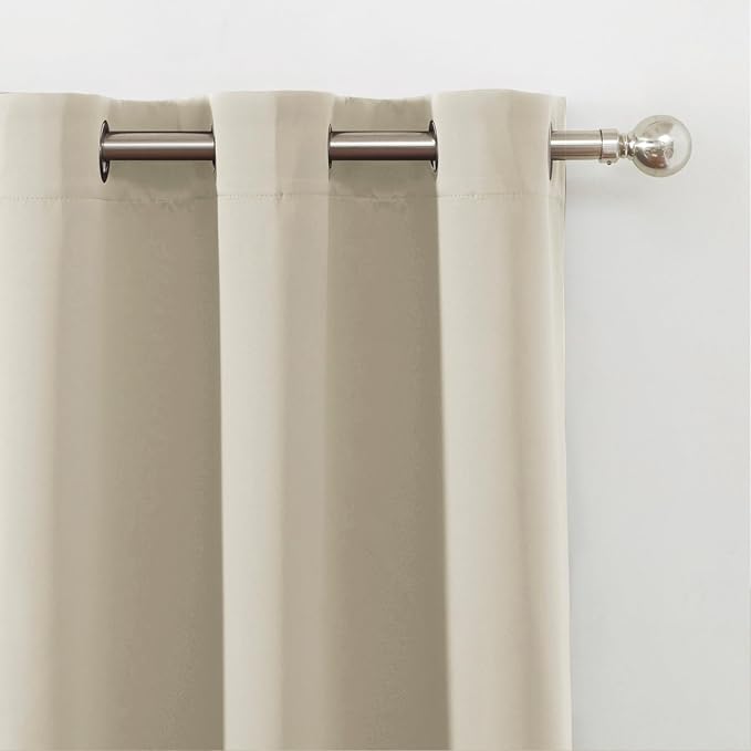 LEMOMO Blackout Curtains 52 x 90 Inch Long Light Beige Curtains Set of 2 Panels Room Darkening Curtains for Bedroom and Living Room