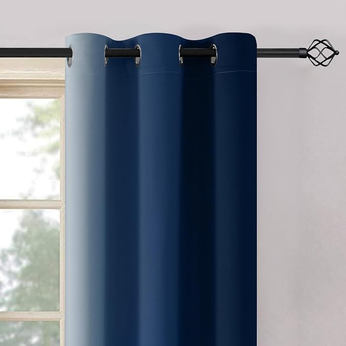 Yakamok Light Blocking Ombre Curtains, Greyish White and Blue Gradient Color Curtains, Room Darkening Grommet Window Drapes for Bedroom(Blue, 42x63 Inch, 2 Panels)