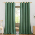 NICETOWN Linen Flax Semi Sheer Curtains 92" Length, Grommet Window Treatments Privacy Added with Light Penetration Vertical Drapes for Loft/Home Office, Olive Green, W55 x L92, 2 Panels