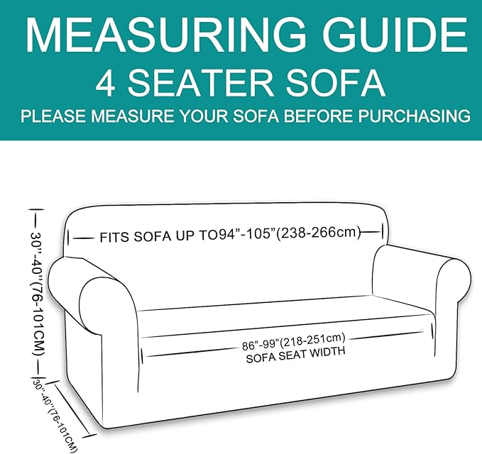 U-NICE HOME 4 Seater Stretch Couch Cover Sofa Cover Washable Sofa Slipcover Furniture Protector for 3 Cushion Couch Sofa Pet Friendly, Chocolate